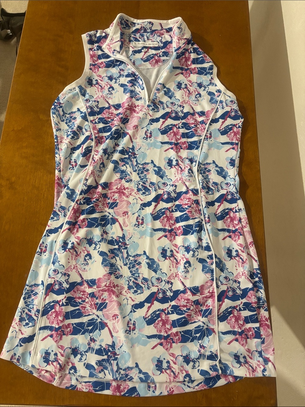 Pebble Beach Blue & Pink Floral Performance Top